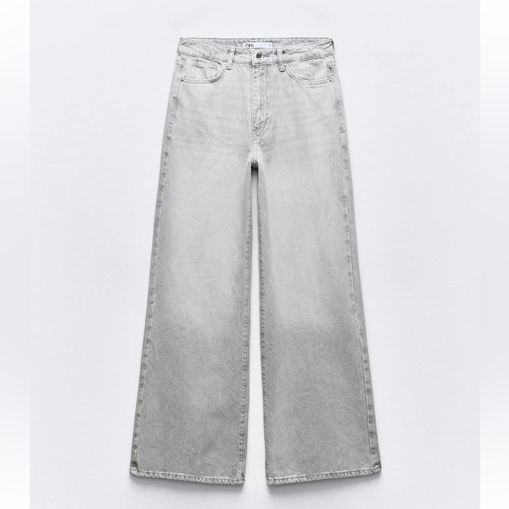 ZARA - High Rise Wide Leg Jeans - Gray - 26